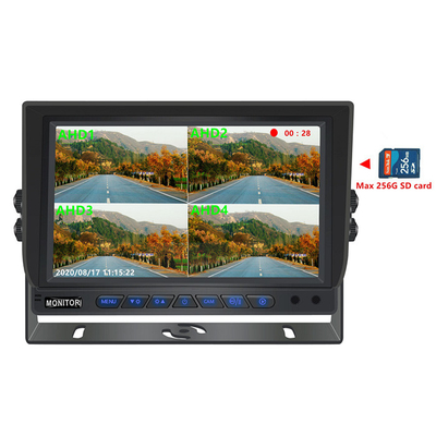 7 اینچ 1024 * 600 AHD مانیتور چهار صفحه نمایش ماشین کامیون سیستم دوربین امنیتی با عملکرد ضبط